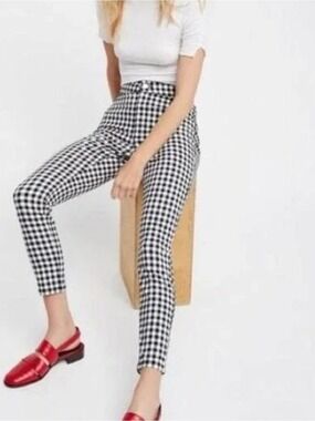 Free People Black & White Gingham ankle pants size 26